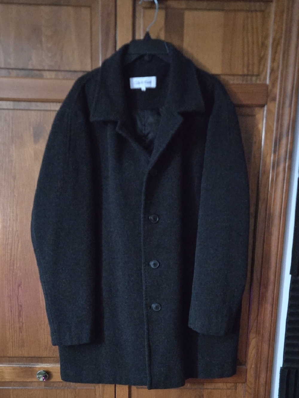 Calvin Klein Men's Large Black Wool Pea Coat